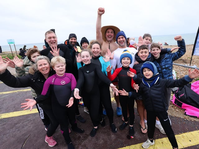 Hundreds take icy dip New Year's Day in the Solent for Gosport charity
