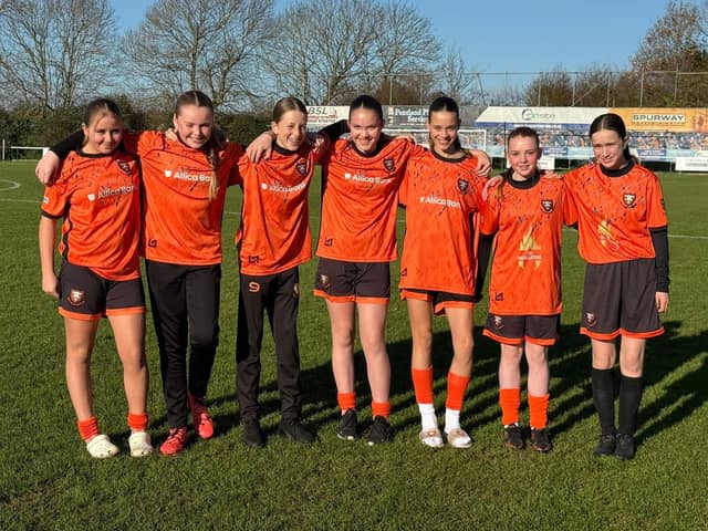 Scarlett and her team mates at the Adobe Women's FA Cup, at the OnSite Group Stadium against Worthing.
