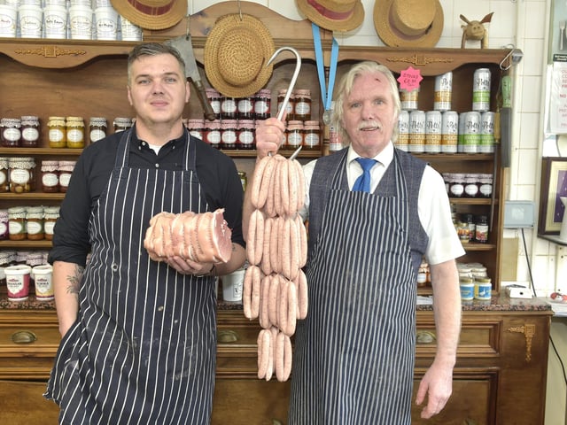 Portchester Butchers has a Google rating of 5.0 and one review said: "Was sold and hooked just from their in-house home-made sausages."
(l-r) Jacob and his dad David Smith Picture: Sarah Standing (310123-8962)