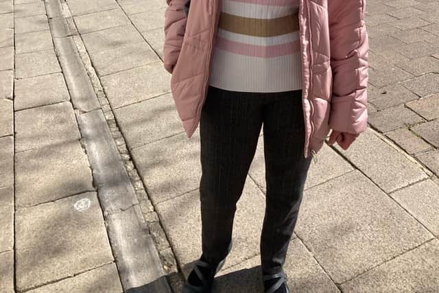 Gillian Mills, 70, of Fratton, in Commercial Road, Fratton on April 17. Picture by Steve Deeks. 