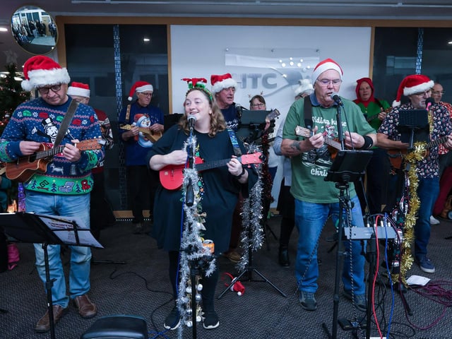 The Ukes of Hazard perform at HTC Christmas Fayre 2024. Picture: Chris  Moorhouse (161124-42)