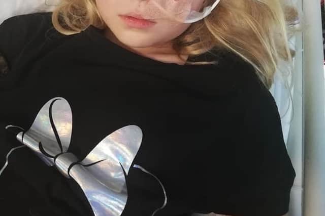 Pictured: Sophie Fairall in hospital
