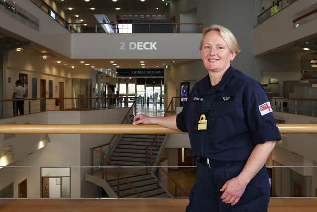 Pictured: Rear Admiral Jude Terry inside Naval Command Headquarters at HMS Excellent on the 17th January 2022.

Rear Admiral Jude Terry is the first female to be appointed to the rank of Rear Admiral in the Royal Navy.