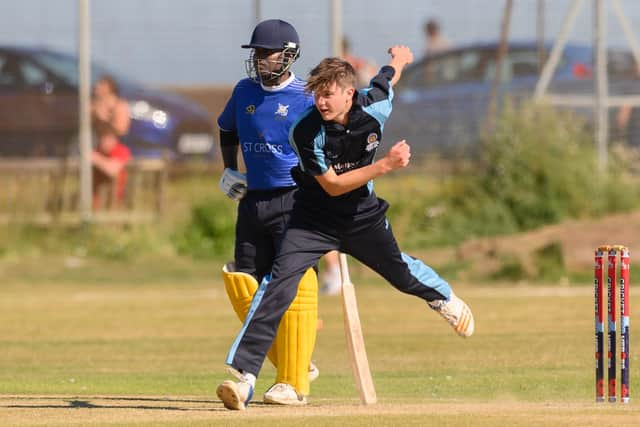 Hambledon's Ben Harding bowling. Picture: Keith Woodland