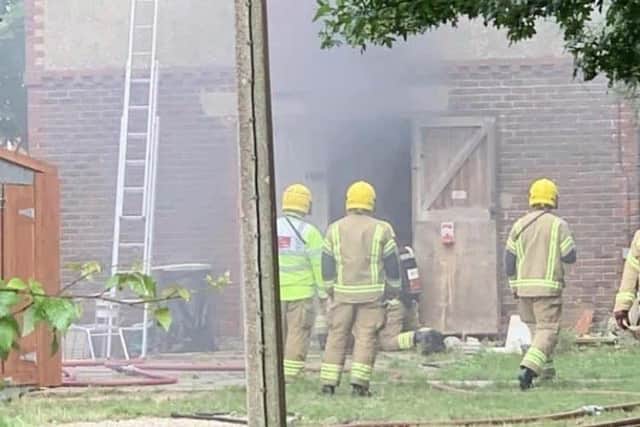 Fire Crews were called to tackle a blaze at the scout's storage compound