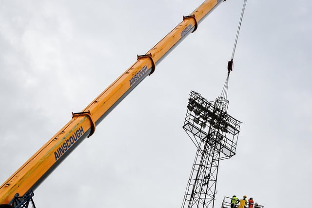 The floodlight pylons had been an iconic part of Fratton Park for 57 years but they were taken down at the end of the season.