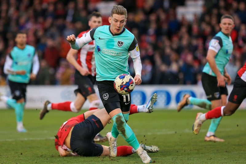 A bargain buy from Derry City in July 2018, Ronan Curtis rapidly became a fixture in Pompey's side as a goal-scoring winger. He was part of a team which twice reached the League One play-off semi-finals, won the 2019 Checkatrade Trophy and also lost in the 2020 final. Picture: Jez Tighe/ProSportsImages