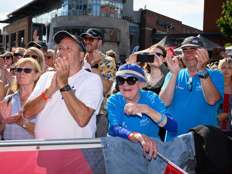 Large crowds gathered in Gunwharf to welcome the sailors at the finish.Picture: Keith Woodland (270721-180)