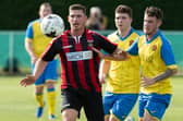 Fareham Town's Garry Moody, left, was forced off with an ankle injury against Shaftesbury. Picture: Keith Woodland