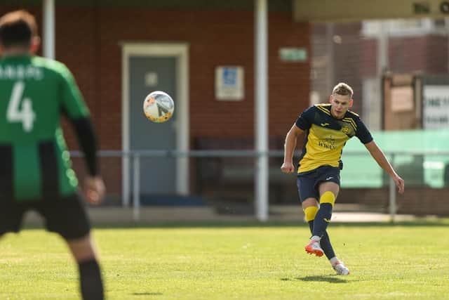 Olly Long in action for  Moneyfields Reserves against Andover New Street Swifts last September in the Hampshire Premier League Division 1. Picture: Chris Moorhouse.