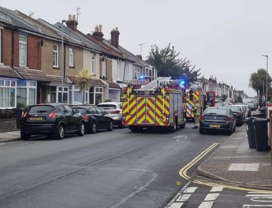 Two fire crews from Southsea pictured in Chichester Road, Copnor this morning. Photo: Stuart Vaizey