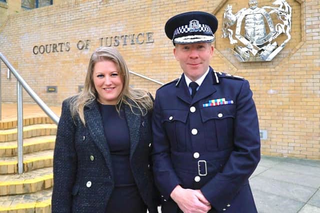 Police and crime commissioner for Hampshire and the Isle of Wight Donna Jones with chief constable Scott Chilton