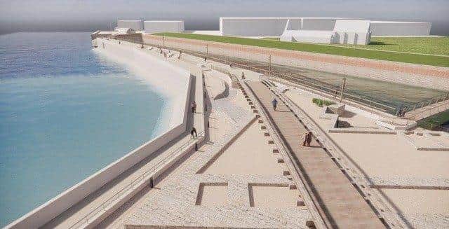 An updated CGI of the section of the flood defences in Southsea