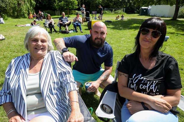 From left, Christine Tanner, Garry Tanner and Jackie Kuczmyjiw. Live at the Bandstand, Victoria Park, Portsmouth
Picture: Chris Moorhouse (010624-51)