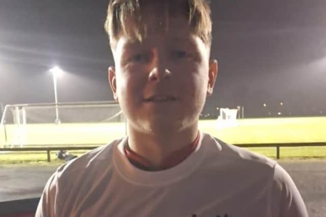 Liam Brewer of Infinity F.C. demonstrating the first official use of Digitally Unique Sports Shirts