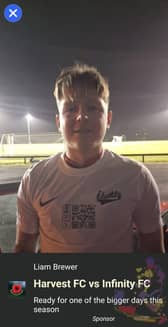 Liam Brewer of Infinity F.C. demonstrating the first official use of Digitally Unique Sports Shirts