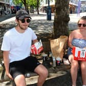Jack Honess, 19 and Bethany Becque, both 19 and from Portsmouth, enjoying their KFC 
Picture: Sarah Standing (010620-9301)