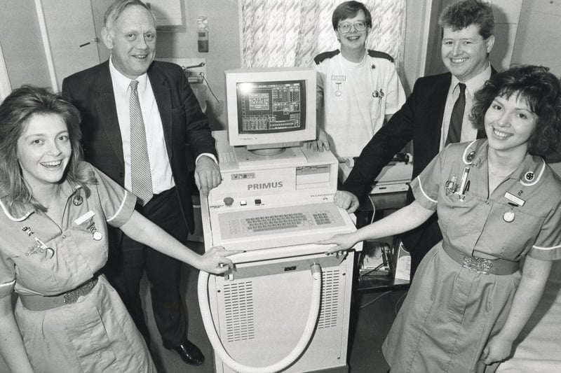 Employees of St Mary's Hospital, Portsmouth, are proud of the new Prostatic microwave machine, 1990. The News PP5080