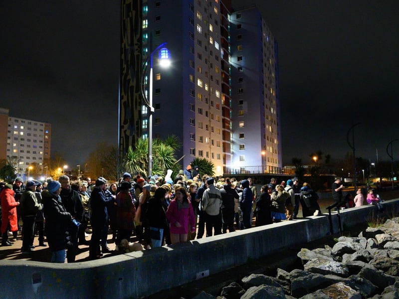 Friends and family gathering for the vigil.
