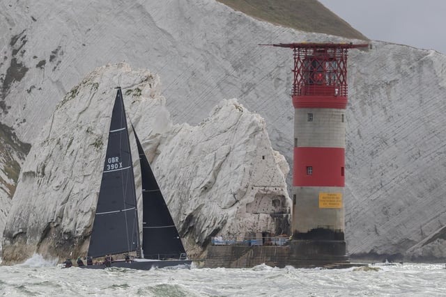 Passing the Needles lighthouse. Picture by Paul Smith
