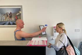 Paul Massey takes the temperature of member Hayley Jennings, from Fareham, as she enters his martial arts studio Fierce Muay Thai in West Street, Fareham.
Picture: Kimberley Barber