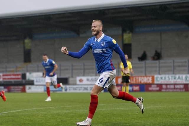 Jack Whatmough celebrates his goal on Saturday (Photo by Daniel Chesterton/phcimages.com)