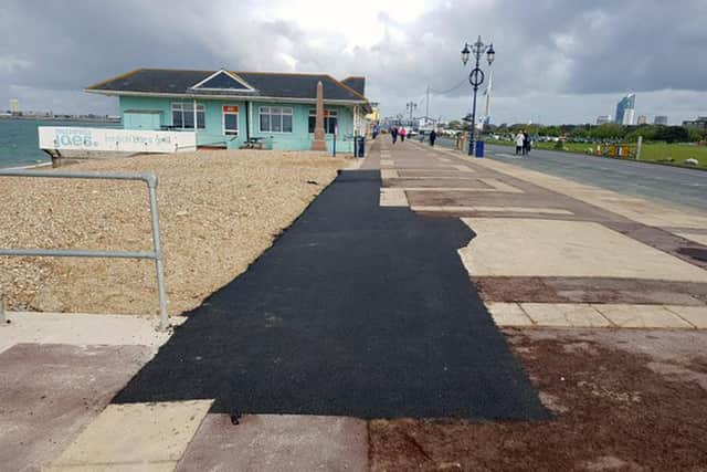 The temporary resurfacing works near the Southsea war memorial.  Picture: Portsmouth City Council
