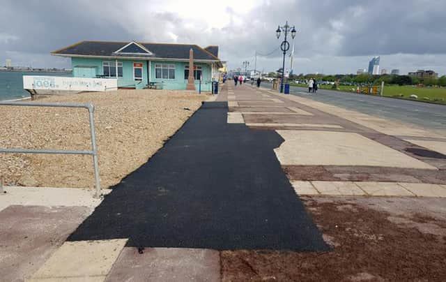 The temporary resurfacing works near the Southsea war memorial.  Picture: Portsmouth City Council