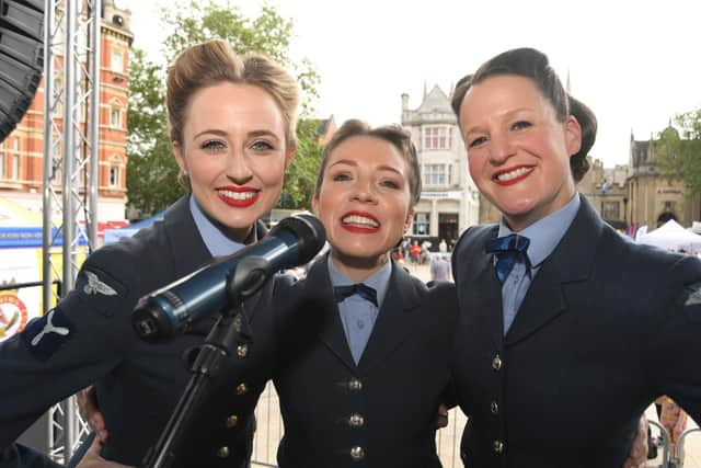 Singers from The D-Day Darlings performing on Armed Forces Day, 2023. Picture by David Lowndes