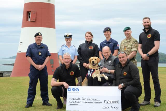 The Armed Forces raising money for Cadet Raleigh at Plymouth Hoe.