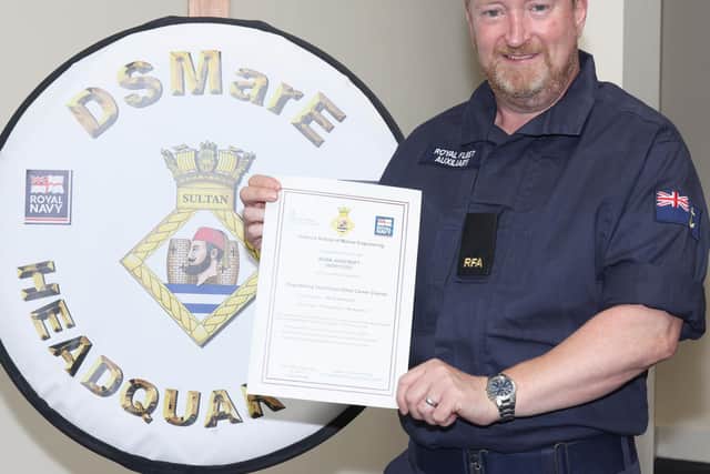 Apprentice (E) Mark Ashcroft, 55, pictured graduating from his engineering course after having a career change.