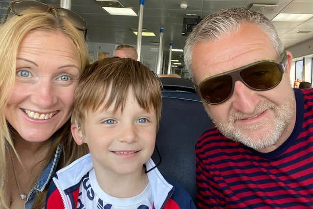 Jason Harris with his wife Hayley and their son Sergio