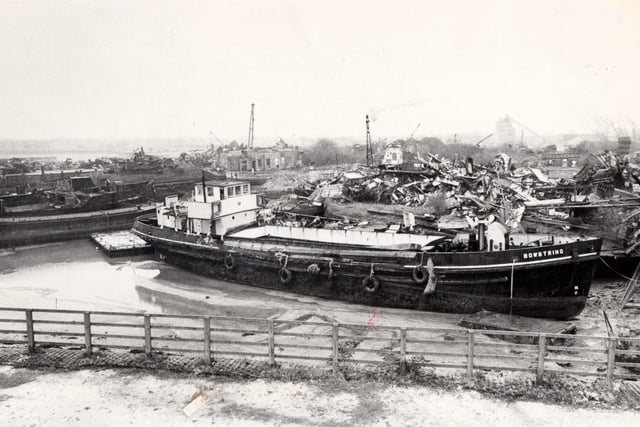 A classic image of Pounds scrapyard at Tipner, Portsmouth, in December 1984
