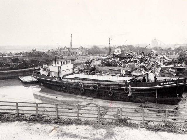 A classic image of Pounds scrapyard at Tipner, Portsmouth, in December 1984