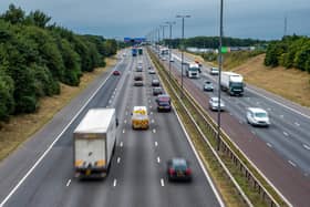 A traffic collision between a motorcyclist and a van took place on the M27 this morning causing delays.