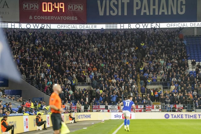 2,413 Pompey fans made the midweek trip to Cardiff.
