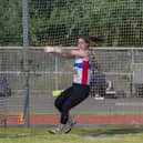 Cerys Thomas broke the Championship record in winning the senior women's hammer. Picture: Paul Smith