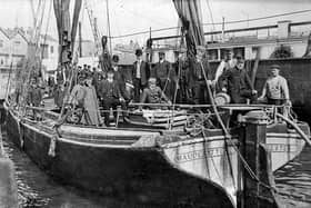 The telephone cable-laying boat at Gosport about 1905