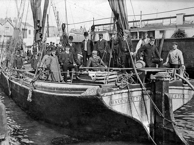 The telephone cable-laying boat at Gosport about 1905