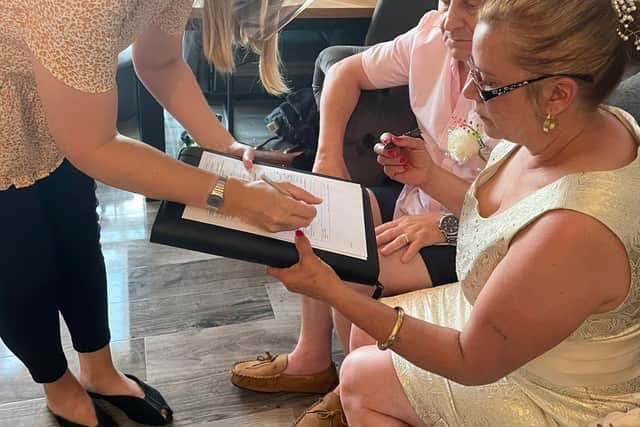 Jonathan Allison marries his partner Jane Picture: Sasha Clarke