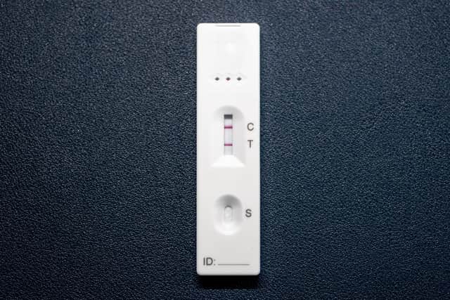 Positive Covid-19 lateral flow test. Picture: Bernard Ward/AdobeStock