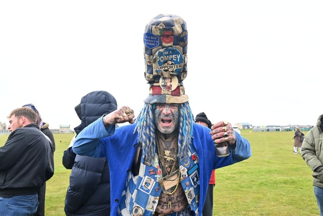 Pompey F.C football fans have been flocking to Southsea Common for the League One celebrations which have been organised by Portsmouth City Council. Pictured: John Pompey WestwoodPicture Credit: Keith Woodland