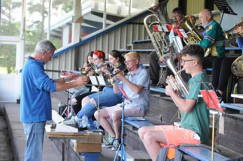Selkirk Silver Band, conducted by Colin Kemp, practice in the Philiphaugh Stand. Photos: Grant Kinghorn