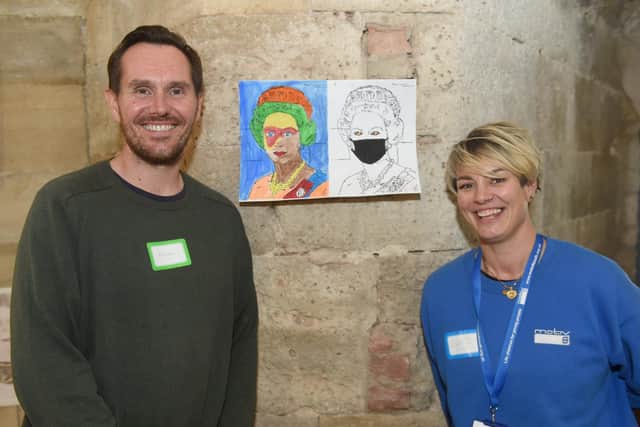 Artist Michael Whelan and Sophie King, service manager for skills and the enterprise hub for Motiv8. Picture: Sarah Standing (260522-8330)
