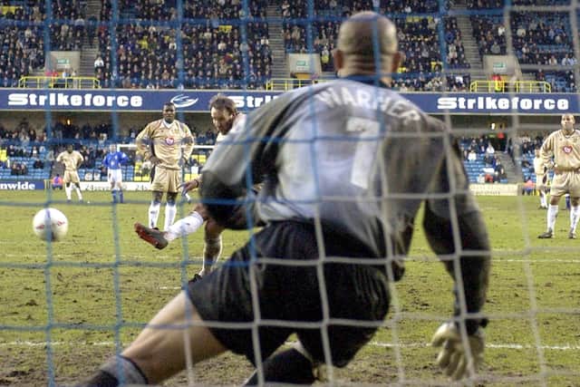 Paul Merson dispatches his penalty at Millwall 20 years ago.  Picture: Chris Young.