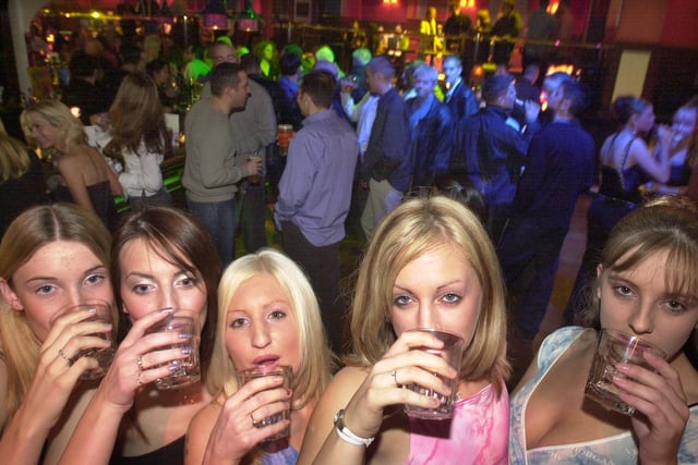 Shots in The Square pub in Preston with, from left, Sarah Hope, Tara Dew, Holly Bryce, Tracy Blackburn and Debbie Howarth