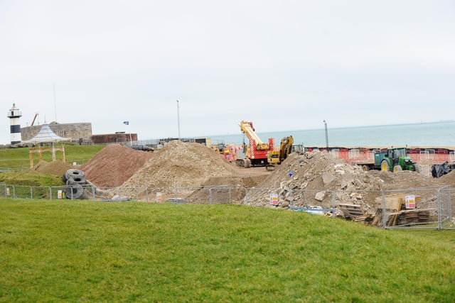 Work is ongoing on the area in front of Southsea Bandstand
