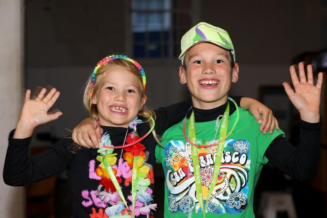 Phoebe March, 7, and Henry March, 9. Starlit Walk in aid of Rowans Hospice, Portsmouth Historic Dockyard, HM Naval Base Portsmouth
Picture: Chris Moorhouse (jpns 261023-14)