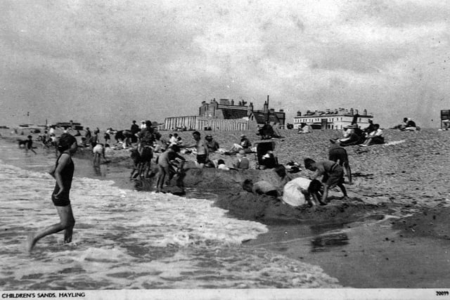 Childrens Sands, Hayling pre 1933. Hayling Island seafront, a sandy beach, before the pebbles replaced the sand .