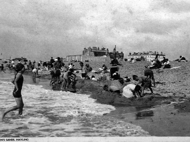 Childrens Sands, Hayling pre 1933. Hayling Island seafront, a sandy beach, before the pebbles replaced the sand .